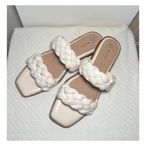 Time and Tru Women's Braided Two Band Sandals | Size 10 | Bone